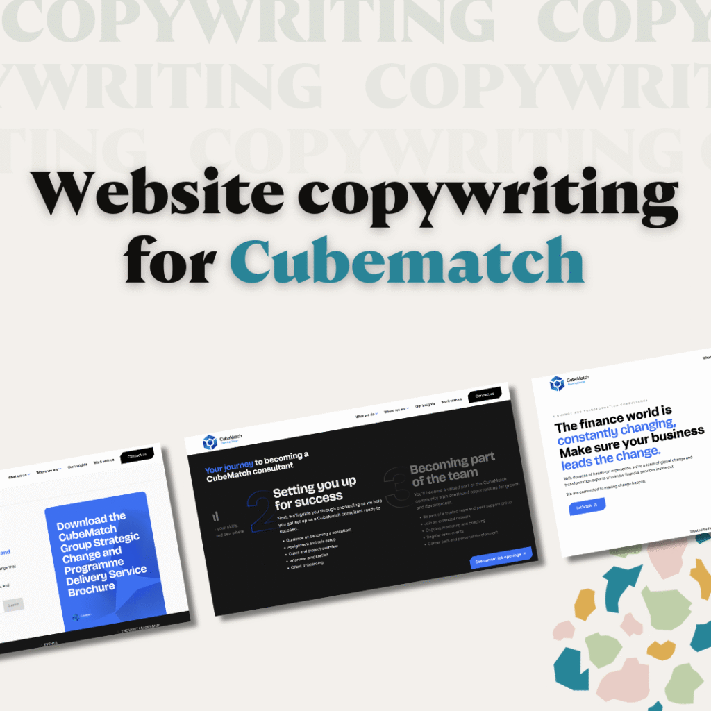 Cubematch - change management consultancy - website copywriting - fika digital
