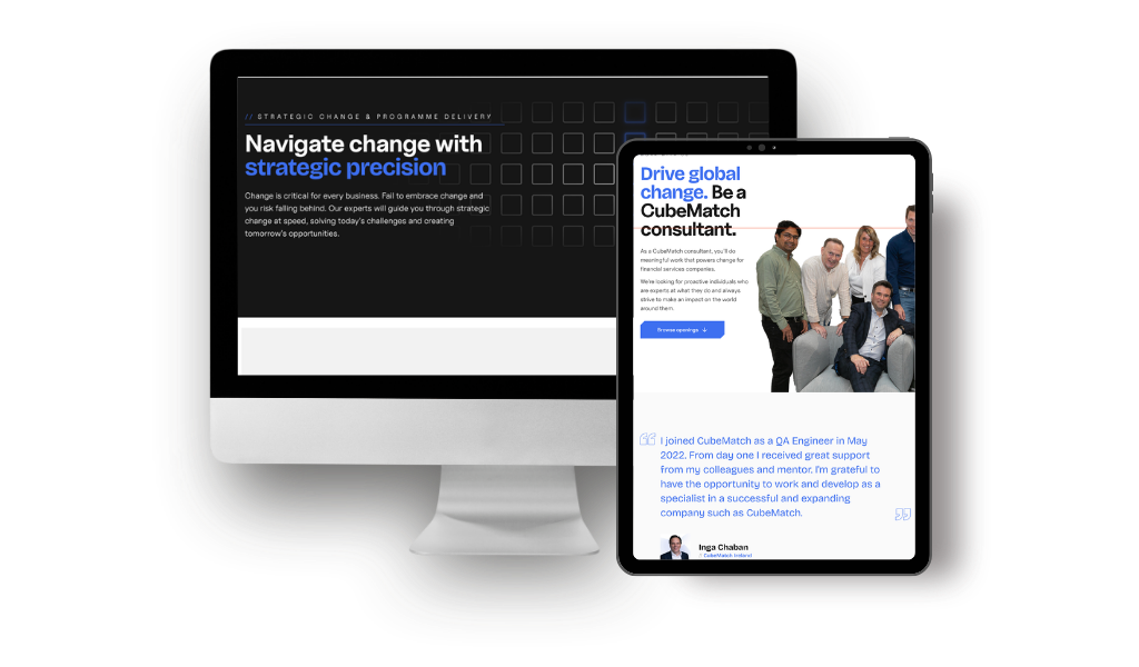 CubeMatch management consultancy website copywriting - Fika Digital